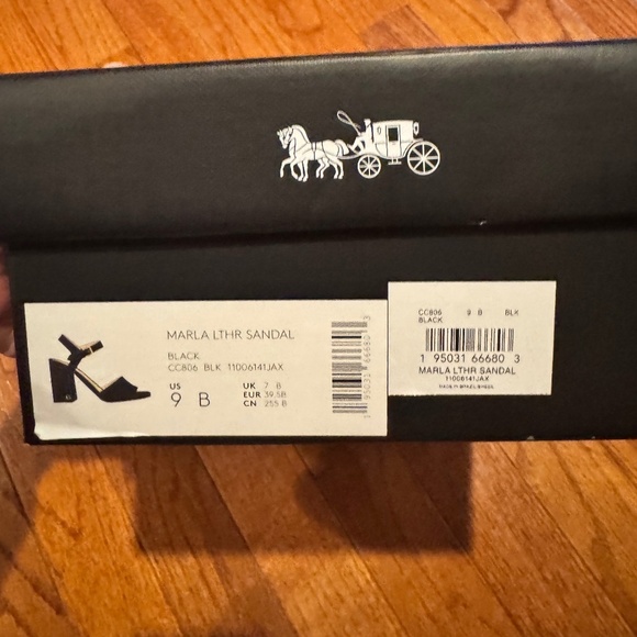 Authentic Coach Marla Black Leather Sandals Size 9 3.5 heel height - Picture 4 of 5